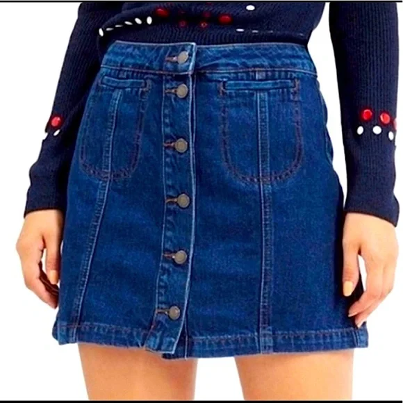 Topshop Skirts Topshop Moto Button Down Denim Mini Skirt